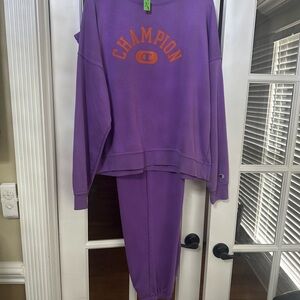 Champion Lavender Sweatshirt with Orange Logo